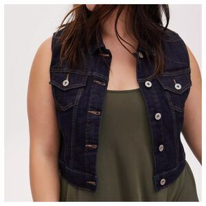 Torrid Dark Wash Crop Denim Vest